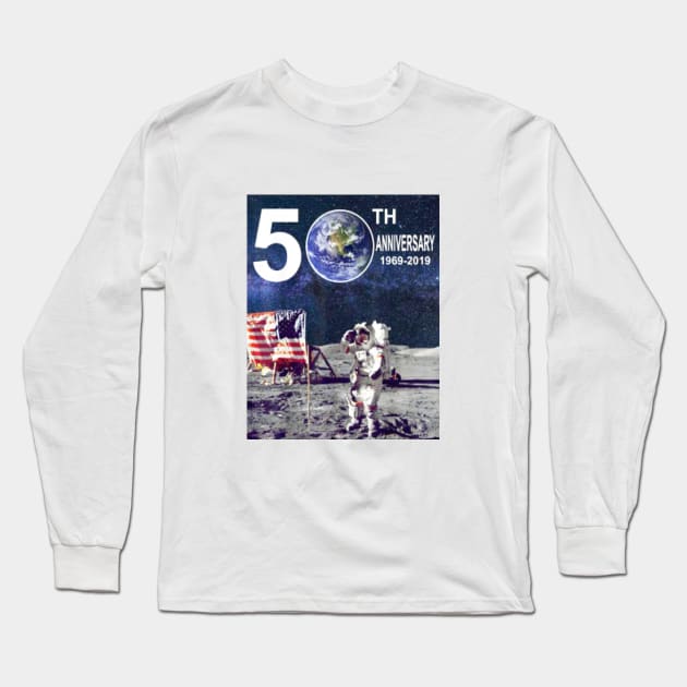 Astronaut Moon Landing 50th Long Sleeve T-Shirt by riniyuniar